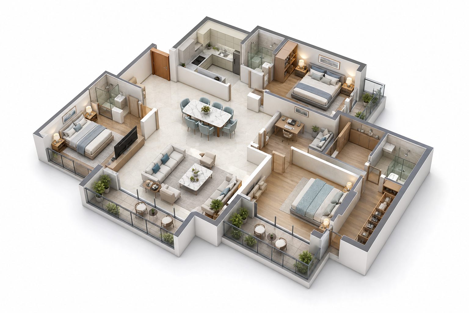 Blurred preview of Trident Lake Park 3 BHK plus servant floor plan